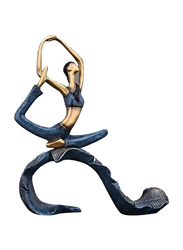 Perfect Mania Resin Yoga Pose Girl Figure Modern Abstract Sculpture, Blue