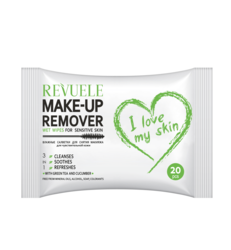 Revuele Wet Wipes Make-Up Remover For Sensitive Skin With Green Tea And Cucumber