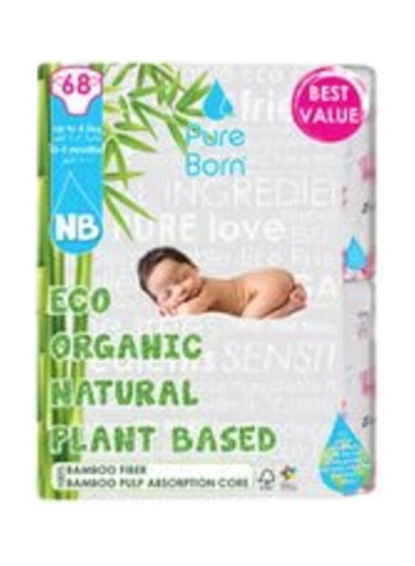 

Pure Born Organic Banana Leaf Diapers, New Born, 0-4.5 Kg, Value Pack, 68 Count