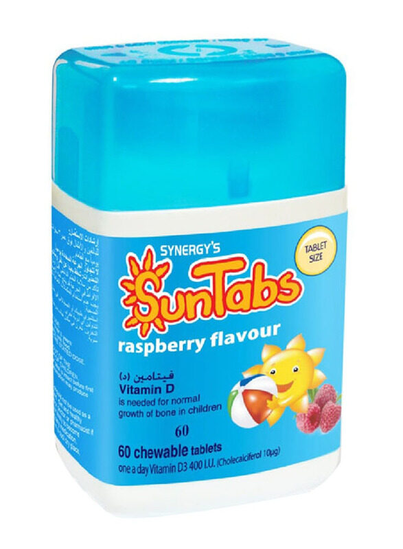 

Synergy Suntabs Raspberry Flavour Vitamin D Chewable Tablets, 60 Tablets