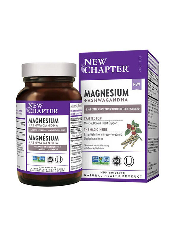 

New Chapter Magnesium Plus Ashwagandha Tablets, 30 Tablets