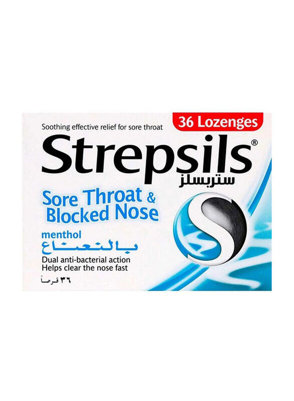 

Strepsils Sore Throat & Blocked Nose Menthol Lozenges, 36 Lozenges