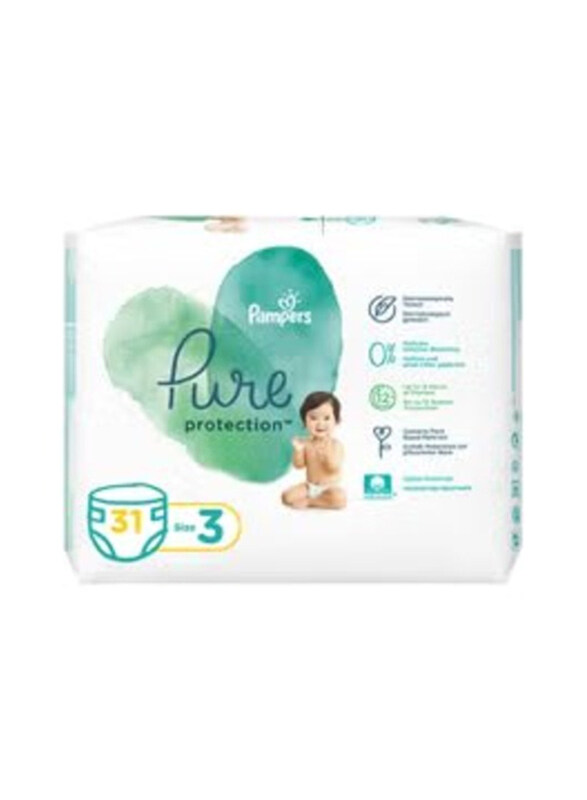 

Pampers Pure Protection Diapers, Size 3, 6-10 Kg, 31 Count