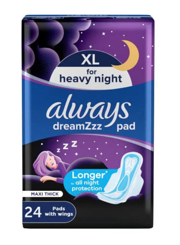 

Always Cool And Dry Maxi Thick Night Sanitary Pads with Wings, 24 Pieces