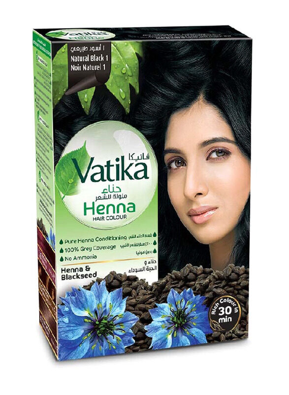 

Dabur Natural Black Henna Hair Colour 100% Grey Coverage No Ammonia Natural, 6 x 10gm, Black