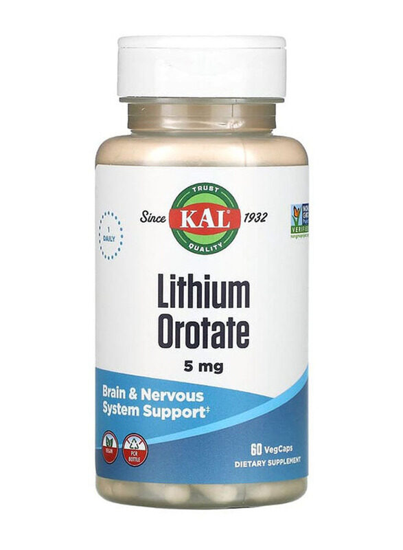 

Kal Lithium Orotate Capsules, 5mg, 60 Vegetable Capsules