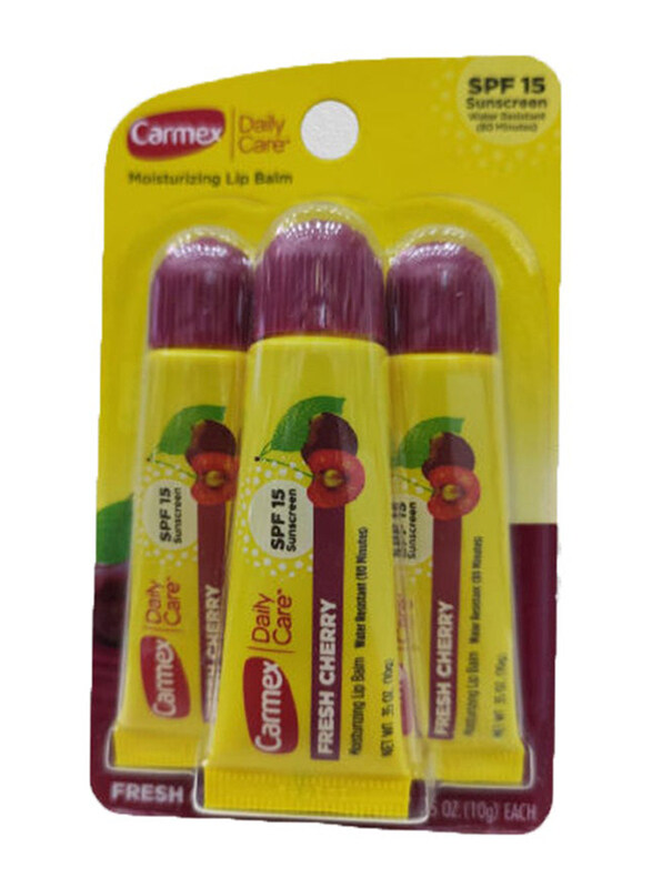 

Carmex Daily Care Lip Balm SPF 15, 3 x 10gm, Fresh Cherry, Red