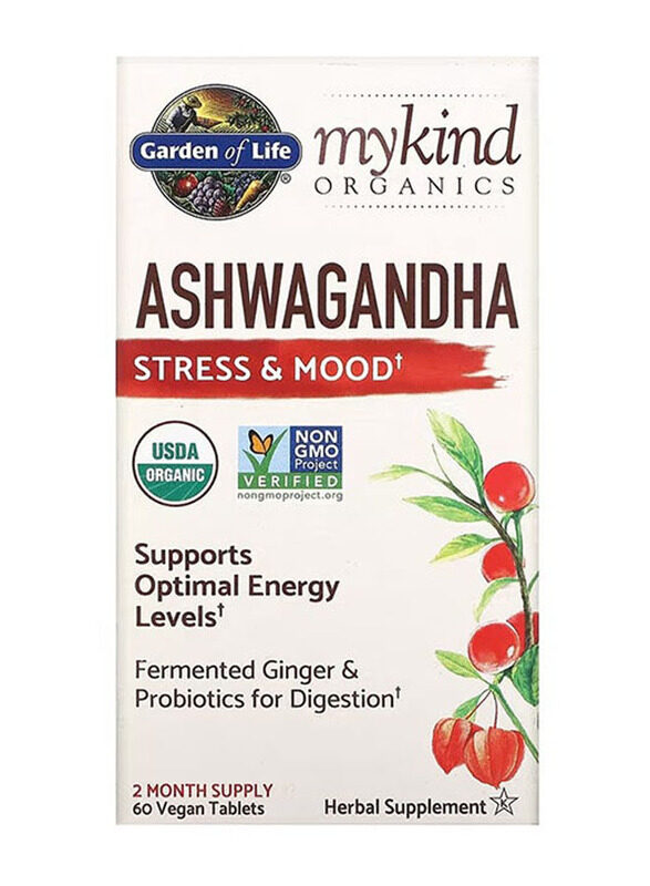 

Garden of Life Ashwagandha Stress And Mood Herbal Supplement, 60 Tablets