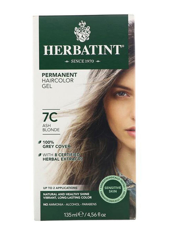 Herbatint Permanent Herbal Hair Color Gel, 135ml, 7C Ash Blonde