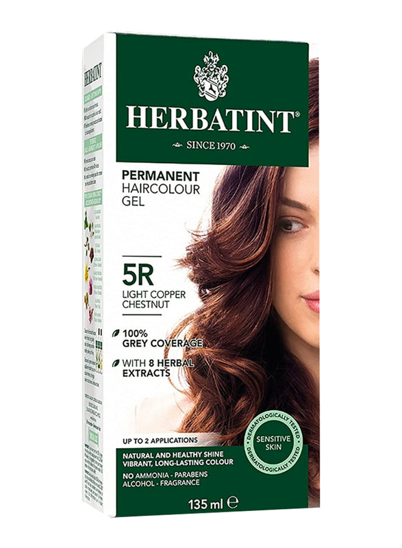 Herbatint Permanent Herbal Hair Color Gel, 135ml, 5R Light Copper Chestnut
