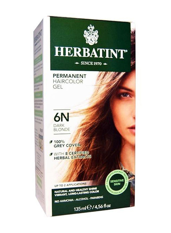 Herbatint Permanent Herbal Hair Color Gel, 135ml, 6N Dark Blonde