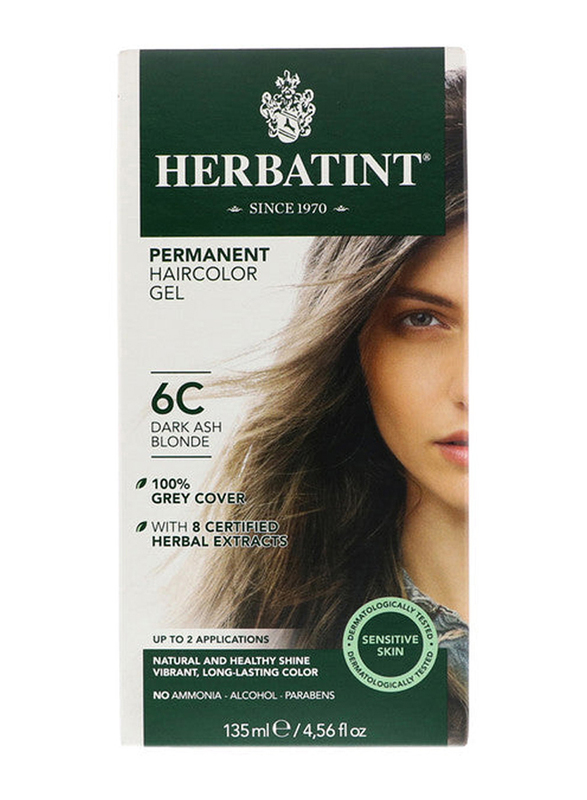 Herbatint Permanent Herbal Hair Color Gel, 135ml, 6C Dark Ash Blonde