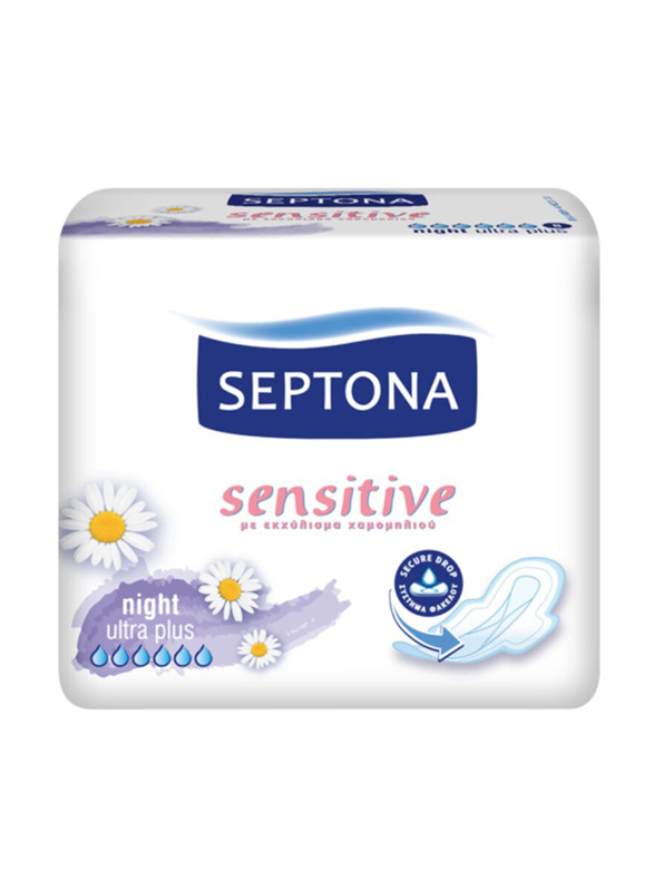 Septona Sensitive Feel Free Wings Night Sanitary Napkins, 8 Pads