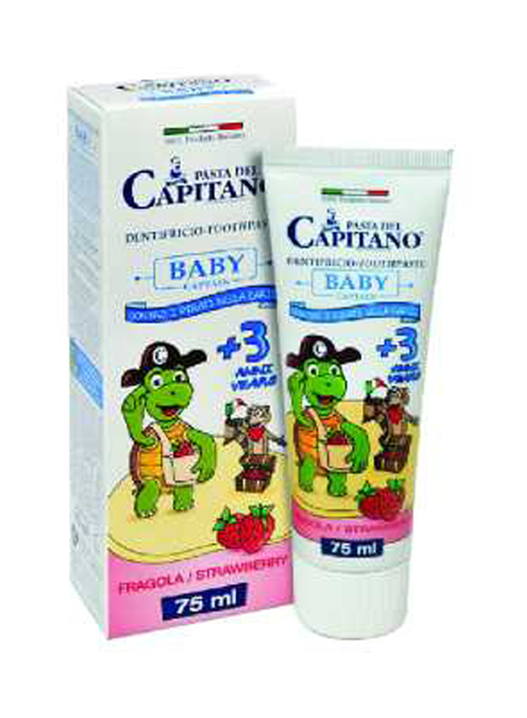 Pasta del Capitano 75ml Strawberry Baby Toothpaste, 3+ Years, White