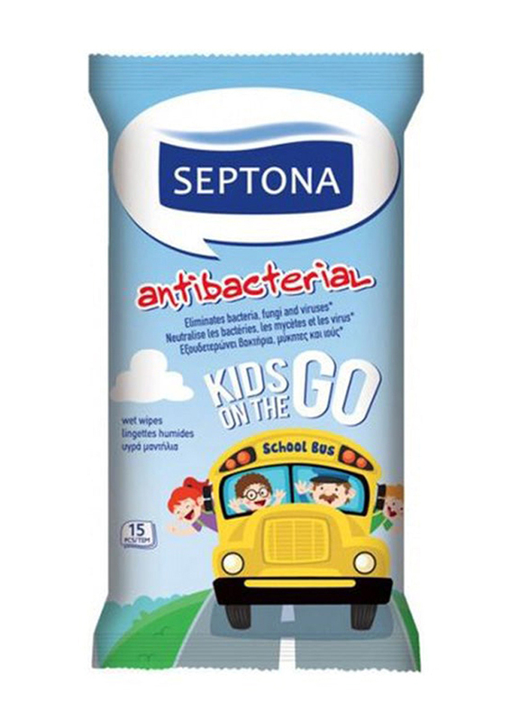 Septona Antibacterial Wipes Kids On The Go, 15 Wipes
