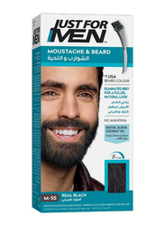 Just For Men Brush-In Color Gel For Moustache and Beard, M-55 Real Black