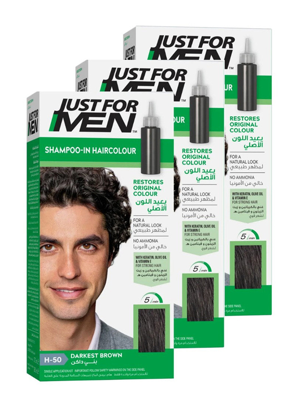 Just For Men X 3 Shampoo-In Hair Color, H-50 Darkest Brown