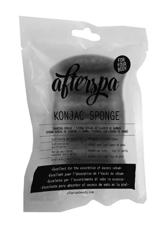 Afterspa Charcoal Konjac Sponge Reusable Packaging, Black