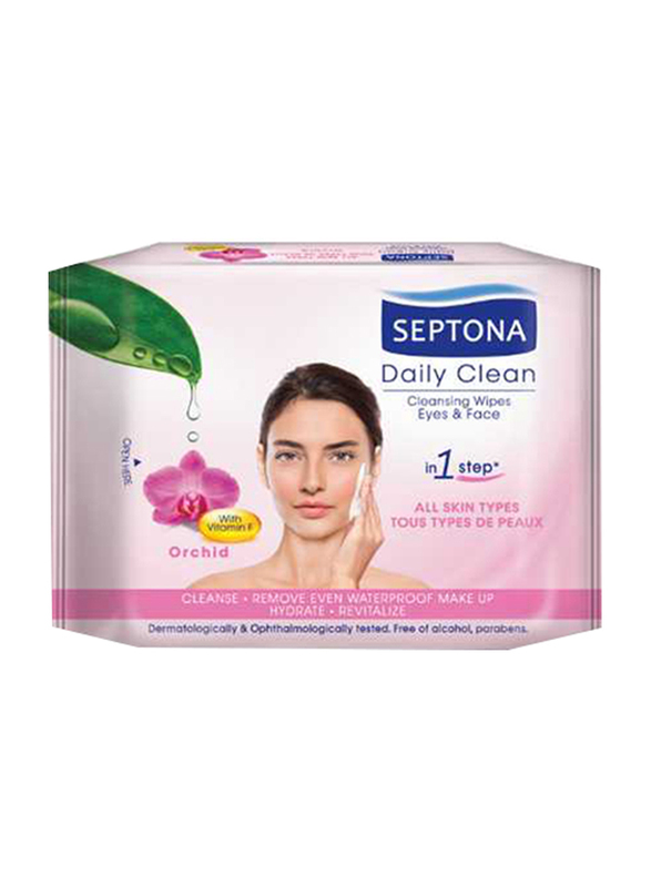Septona Cosmetic Wipes with Orchid & Vitamin F, 20 Wipes