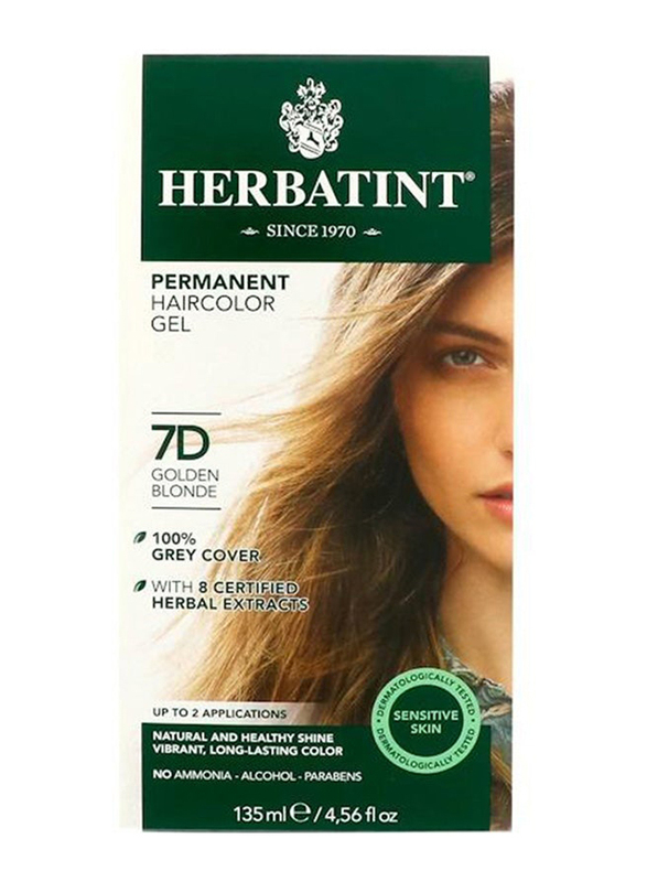 Herbatint Permanent Herbal Hair Color Gel, 135ml, 7D Golden Blonde