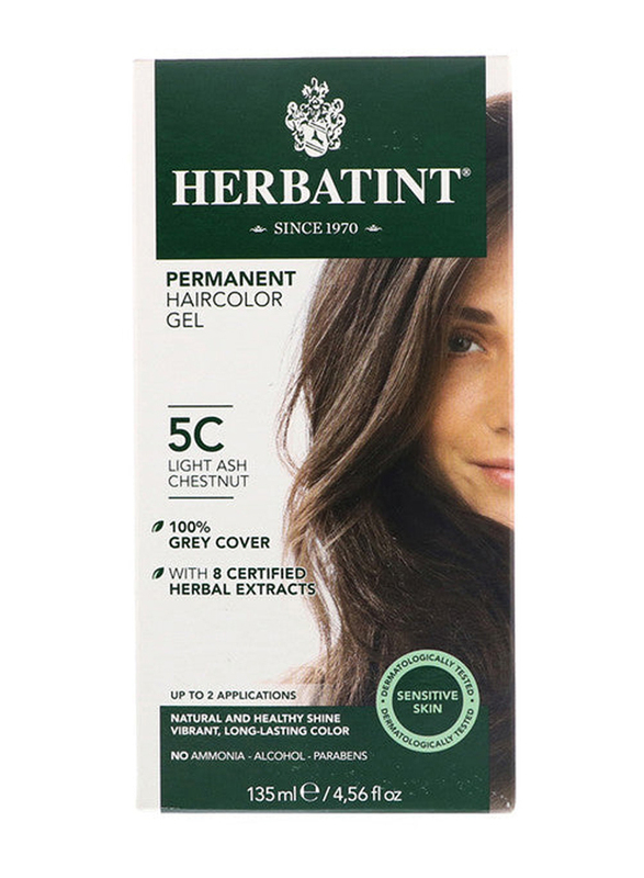 Herbatint Permanent Herbal Hair Color Gel, 135ml, 5C Light Ash Chestnut