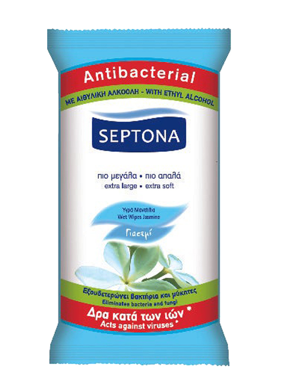 Septona Jasmine Antibacterial Refreshing Wipes, 15 Wipes