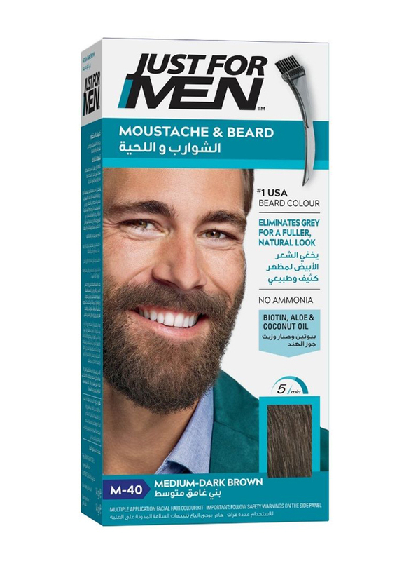 Just For Men Brush-In Color Gel For Moustache and Beard, M-40 Medium Dark Brown