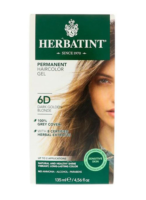 Herbatint Permanent Herbal Hair Color Gel, 135ml, 6D Dark Golden Blonde