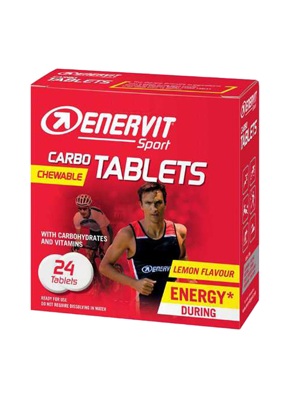 Enervit Sport Chew Carbo Tablets, 24 Tablets, Lemon