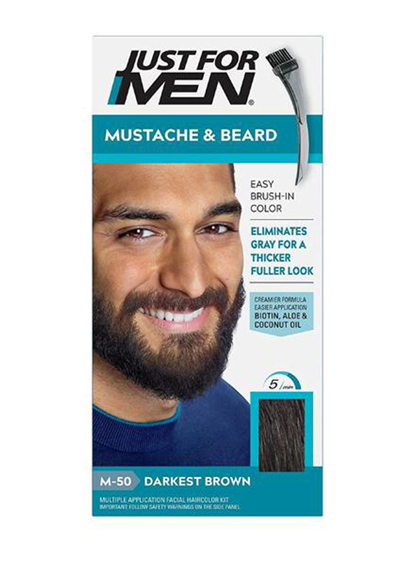 Just For Men Brush-In Color Gel For Moustache and Beard, M-50 Darkest Brown