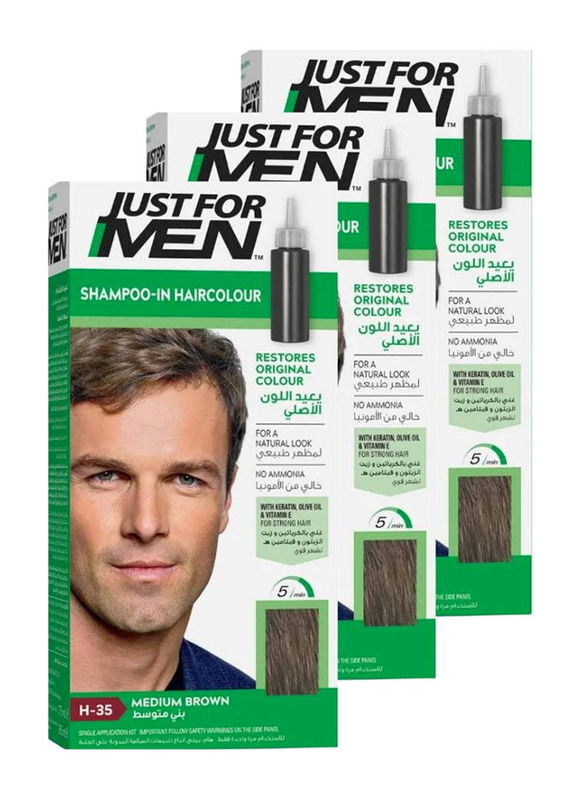 Just For Men X 3 Shampoo-In Hair Color, H-35 Medium Brown