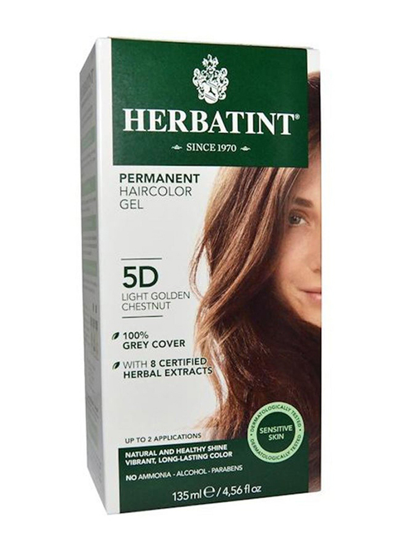 Herbatint Permanent Herbal Hair Color Gel, 135ml, 5D Light Golden Chestnut