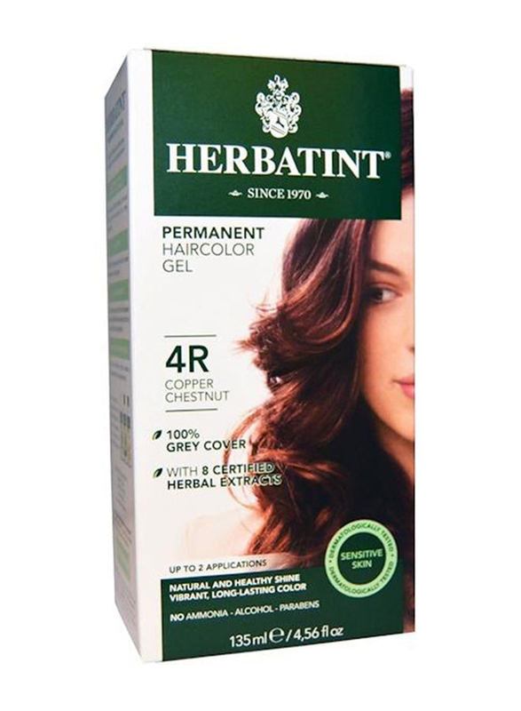 Herbatint Permanent Herbal Hair Color Gel, 135ml, 4R Copper Chestnut