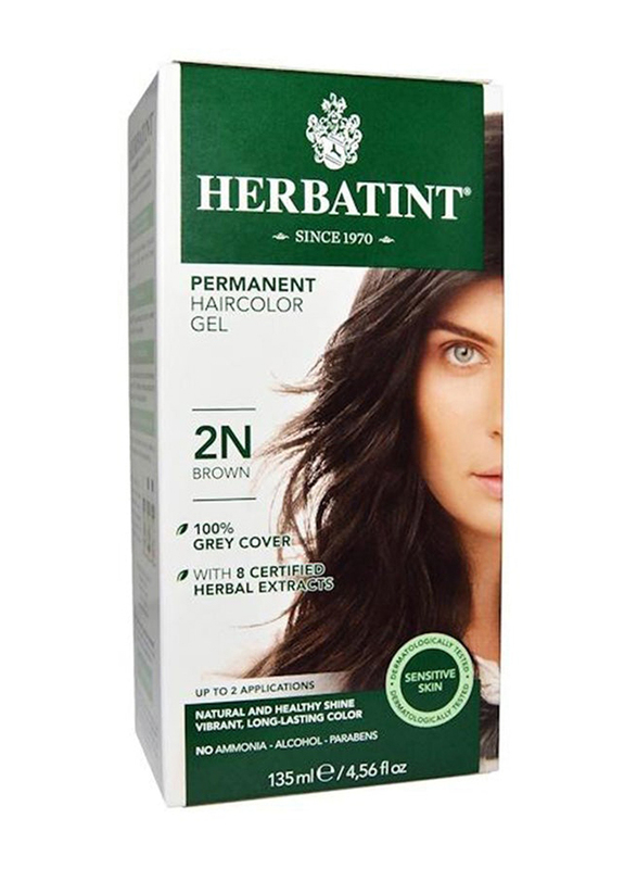Herbatint Permanent Herbal Hair Color Gel, 135ml, 2N Brown
