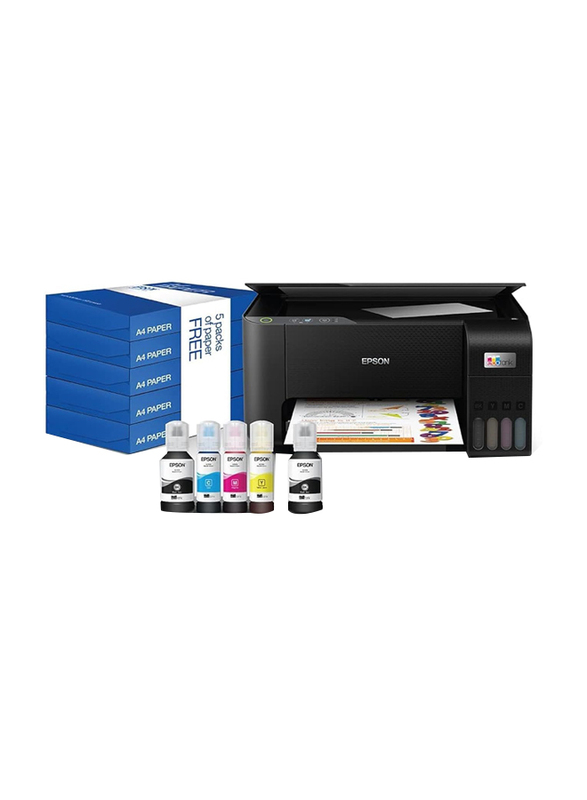 

Espon Epson EcoTank L3210 3-in-1 Home Printer & Smart Board + 80g Business Paper & 2500 Sheets, Black