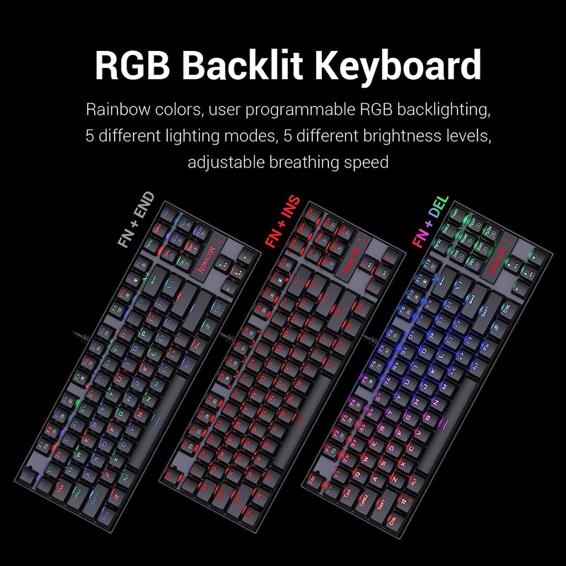 Red Dragon K552 Kumara RBG All-Compatible Keyboard, Black