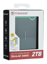 Transcend 2TB HDD StoreJet 25M3C External Portable Hard Drive, USB 3.1, Gen 1, Durable 2.5 Inch USB Type-C, TS2TSJ25M3C, Black