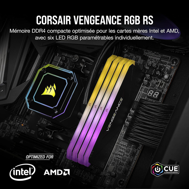 Corsair 16GB (2 x 8GB) DDR4 3600MHz C18 Dynamic RGB RS Lighting, Preset Illumination Profiles, Tight Response Times, Intel & AMD 300/400/500 Series Vengeance Memory Module, Black