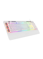 Red Dragon K512 Shiva RGB Backlit Gaming Keyboard with Multimedia Keys, Linear Mechanical Touch Switch, 6 Built-in Macro Keys, Dedicated Media Control & Detachable Wrist Rest, White