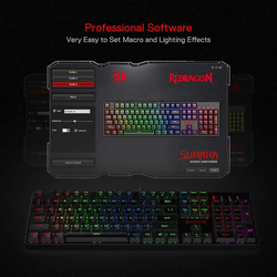 Red Dragon K582 Mechanical Backlit RGB Gaming Keyboard with 104 Keys, Linear & Quiet Keys, Black
