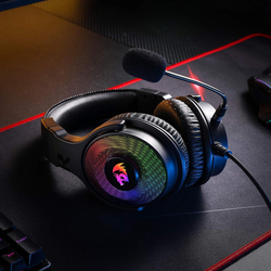 Red Dragon H350 Pandora Wired Gaming Headset with RGB Color Space, Dynamic Backlight & Stereo Surround Sound, Black