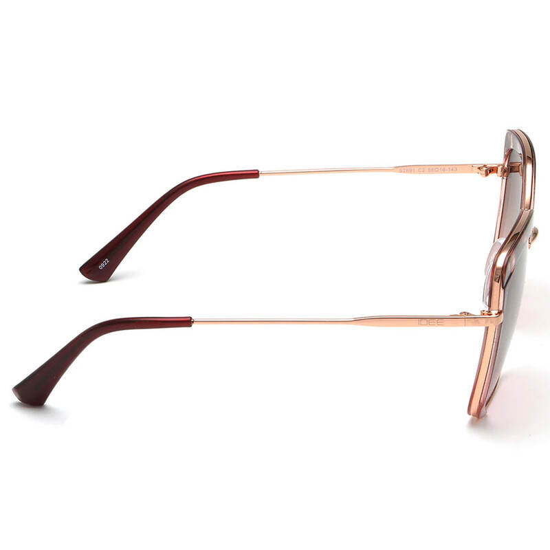 IDEE BUTTERFLY Full Rim Sunglasses For  WOMEN,BROWN&PINK Lens,  S2891 C2, 56/16/143