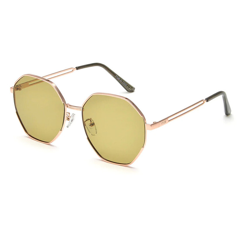 IRUS HEXAGONAL Full Rim Sunglasses For  WOMEN,GREEN Lens,  1139 C3, 57/17/148