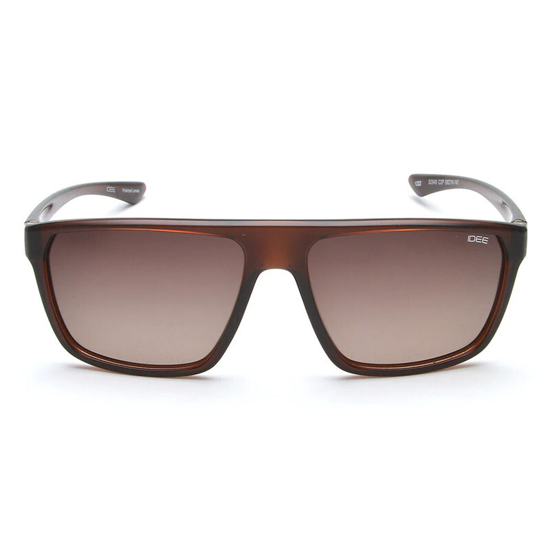 IDEE Polarized RECTANGULAR Full Rim Sunglasses For  UNISEX,BROWN Lens,  S2948 C2P, 58/16/142