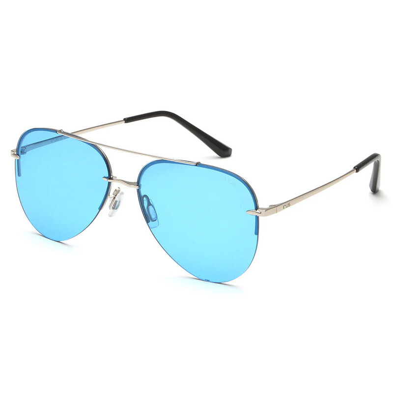 Irus  Aviator Half Rim Sunglasses For Unisex,BLUE Lens1148 C5,60/15/147