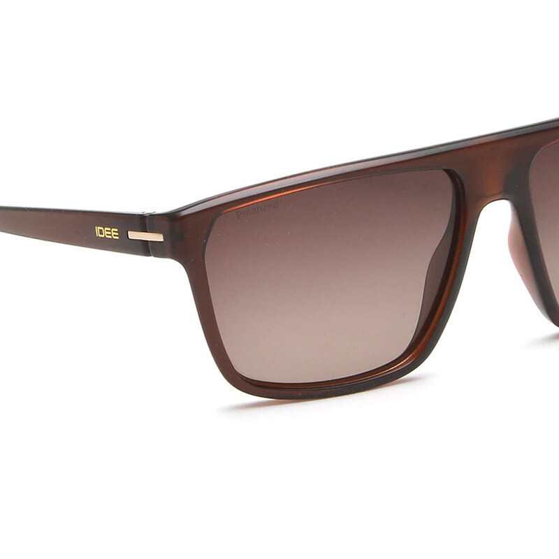 IDEE Polarized RECTANGULAR Full Rim Sunglasses For  UNISEX,BROWN Lens,  S2948 C2P, 58/16/142