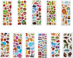 3D Stickers for Kids Puffy Stickers 550+ Children Stickers 22 Variety Sheets for Rewarding Gifts Scrapbooking Including Animals, Fish, Dinosaurs, Numbers, Fruits, Trucks, Butterfly and More