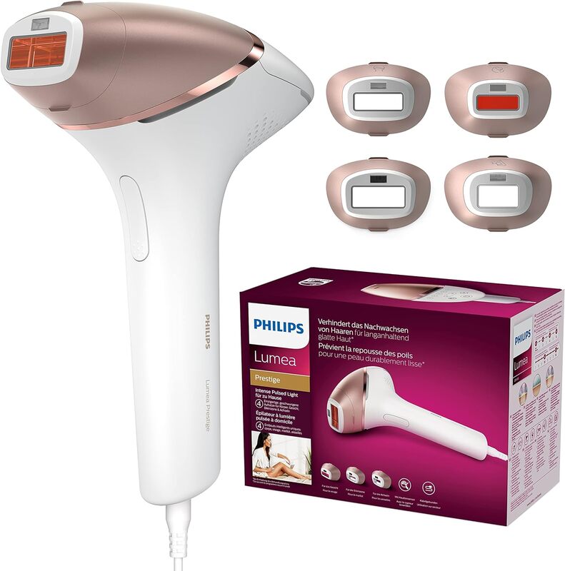 Philips Lumea IPL Hair Removal 8000 Series - Hair Removal Device with SenseIQ Technology, 4 Attachments for Body, Face Bikini and Underarm, Corded Use (Model BRI948/00)