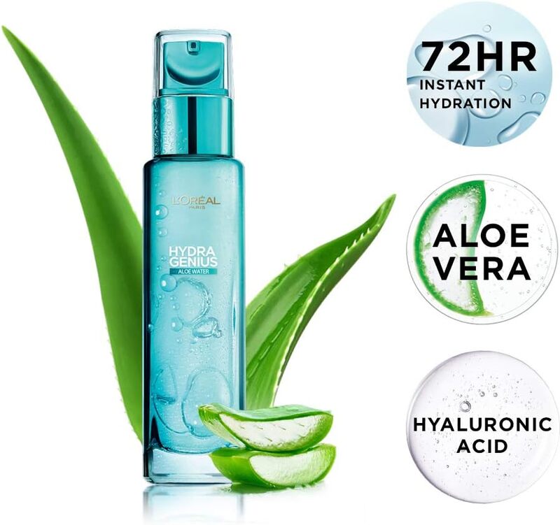 L’Oreal Paris , Liquid Moisturiser, Hydrating For Up To 72 Hours, Hydra Genius Aloe Water, 70 ml