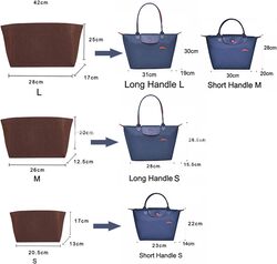 Lckaey tote bag organizer insert for Longchamp le pliage large tote insert felt purse zipper bag organizer 1028Blue